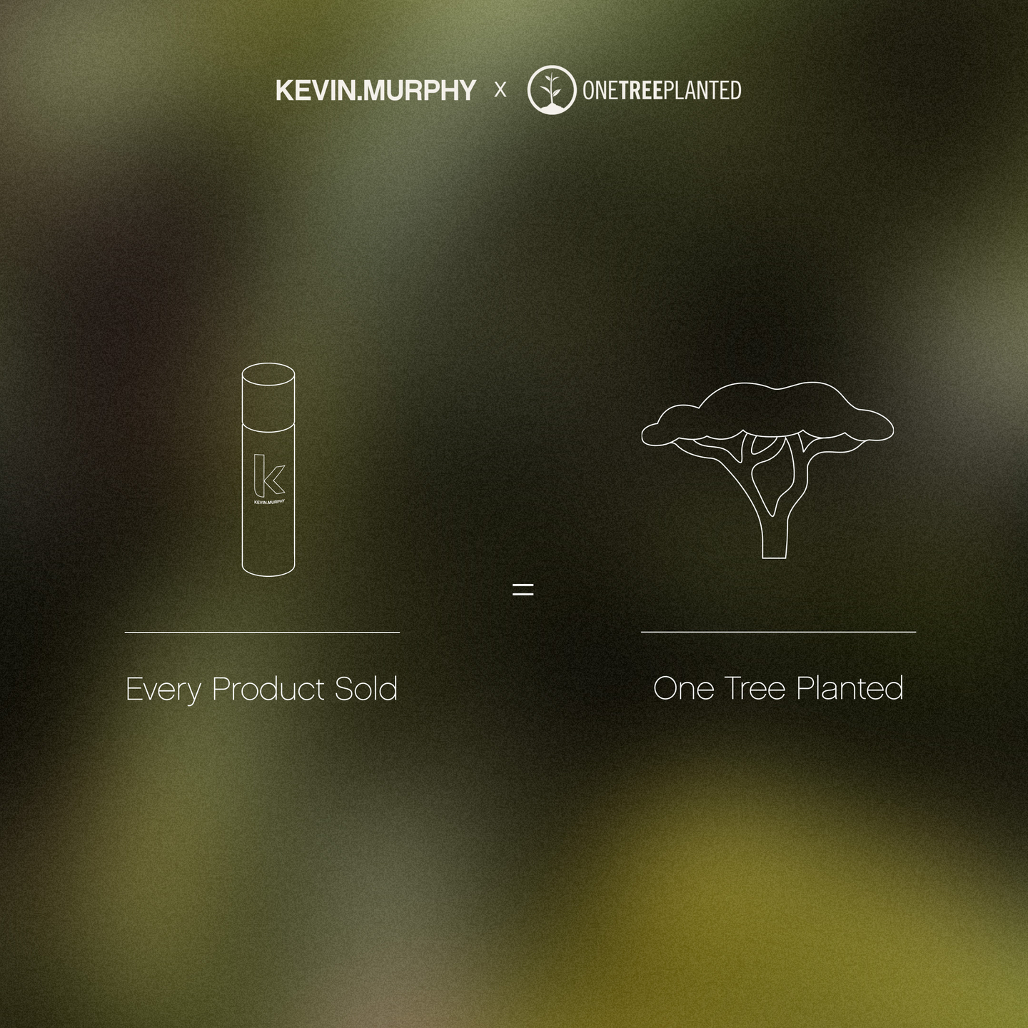 Earth Day initiative visual, each product purchase equates to one tree planted in partnership with One Tree Planted